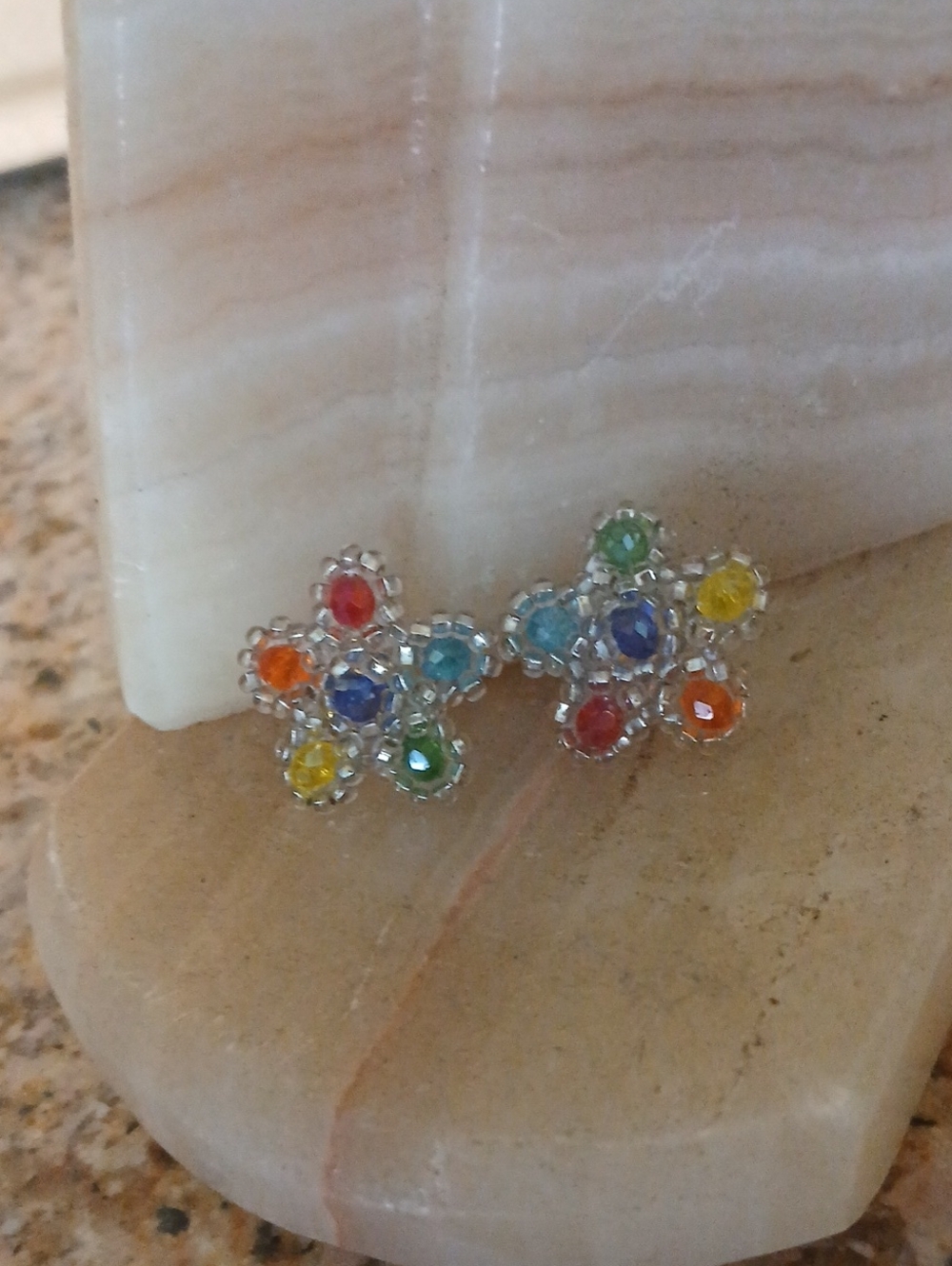 HANDMADE Multicolor Flower Cluster Stud Earrings - Unbranded